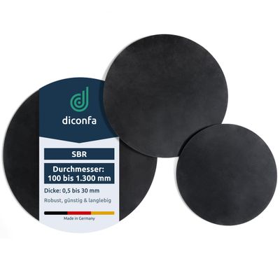 diconfa Round SBR Rubber Mat, 0.83 m Diameter, 12 mm Thick