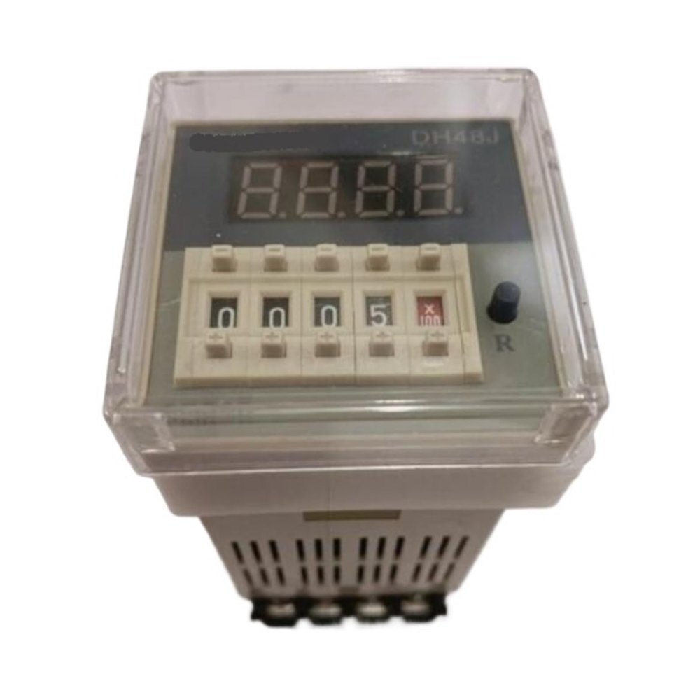 DH48J/DH48J-8/DH48J-8A Electronic Preset Counter, Non-Cyclic Display Counter 0–9999, 8-Pin with Base, DC12V/24V, AC110V/220V/380V, 1 Piece (DH48J-8A, 8-Pin, AC36V)