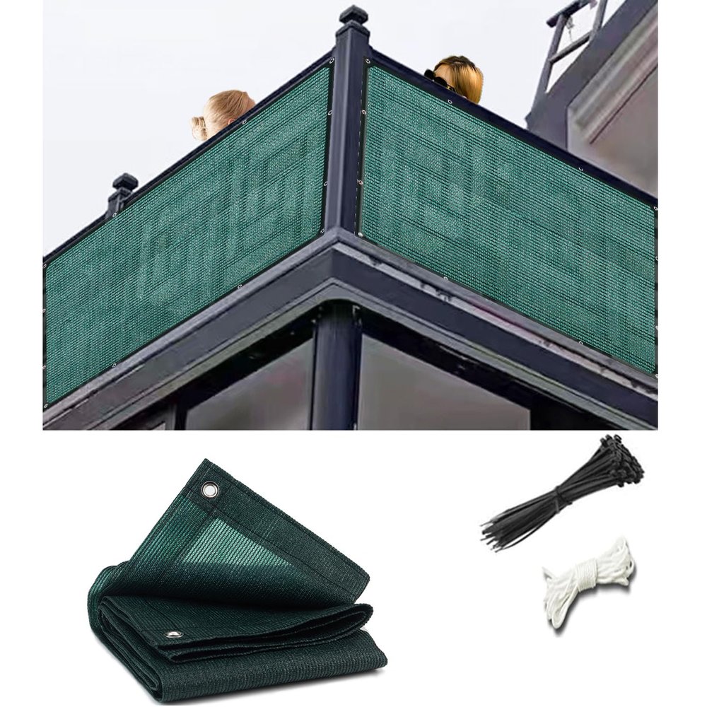 HEFJIAYCIQ Balcony Privacy Screen, 90% Outdoor Blockage Fence Cover, Green, 90 x 400 cm (35 x 157 in)
