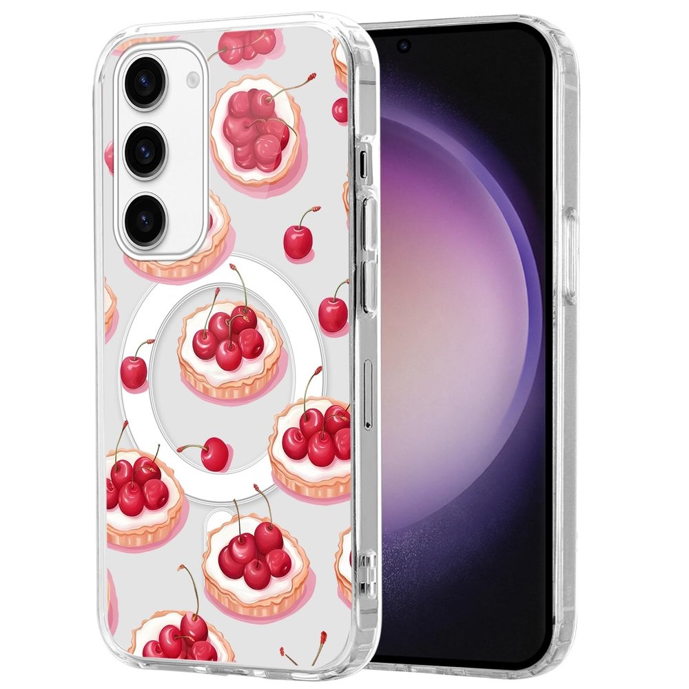 Phoona Case for Samsung Galaxy A16 5G, MagSafe Compatible, Clear Cherry Cake Pattern