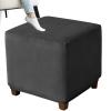 XDKS Square Ottoman Cover, Stretch Velvet Slipcover, Black, 45 × 45 × 45 cm view 1