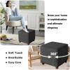 XDKS Square Ottoman Cover, Stretch Velvet Slipcover, Black, 45 × 45 × 45 cm view 4