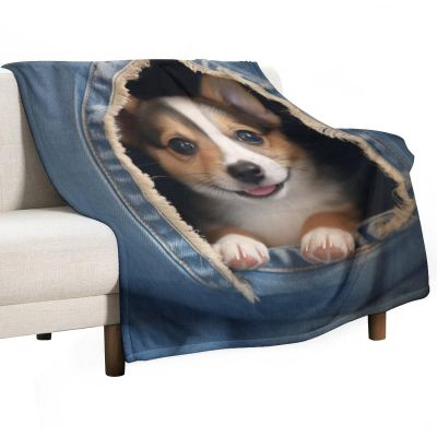 ECWECC Corgi Dog Flannel Fleece Blanket, Extra-Soft Throw, 100 x 150 cm