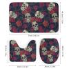 4-Piece Roses and Skulls Bathroom Set with Shower Curtain and Rugs view 3