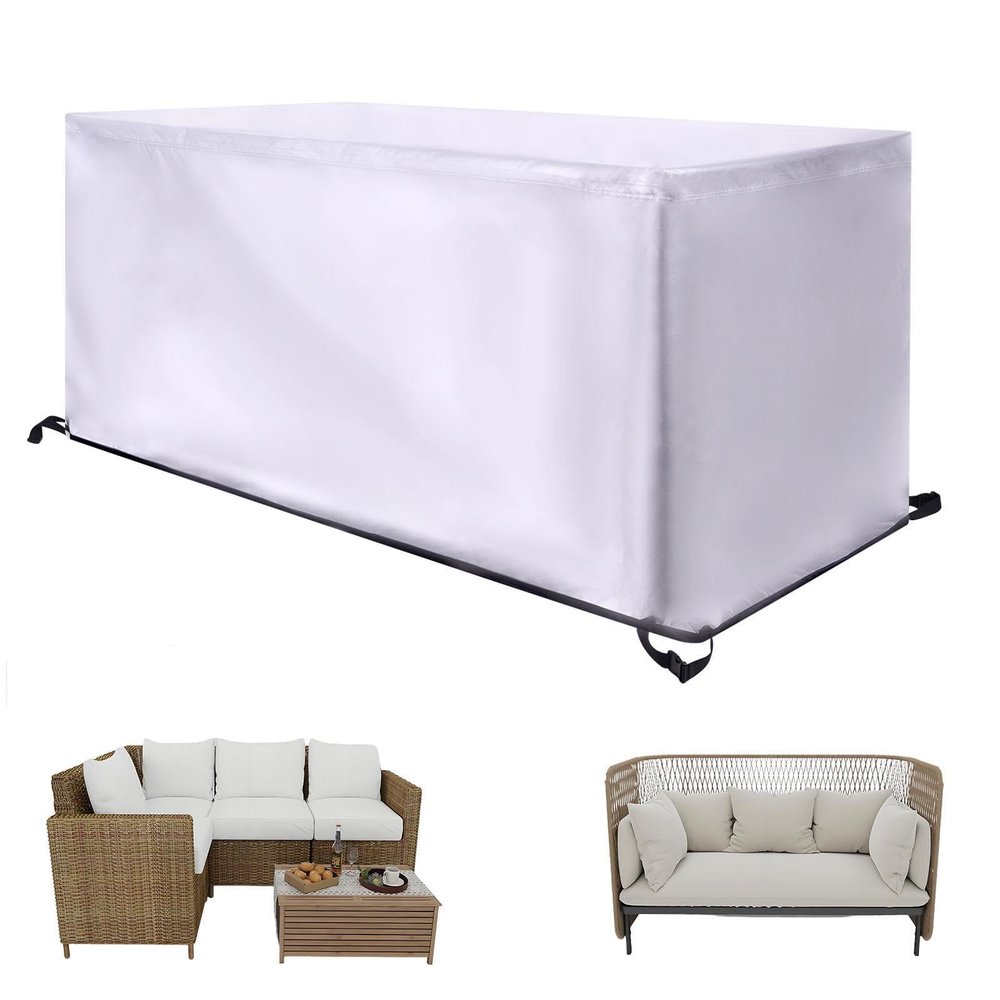 PDSYCB 300 x 100 x 85 cm Patio Table Cover, Multi-Size Outdoor Furniture Cover, Winter-Ready, Waterproof, Anti-UV, Silver
