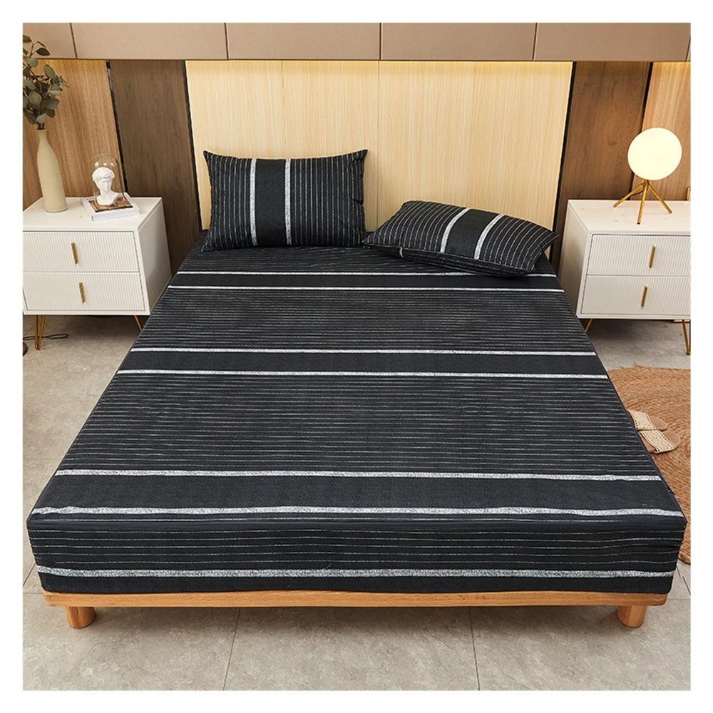 Waterproof Six-Sided All-Inclusive Mattress Cover with Zipper, Breathable Mattress Protector, Black, 63 x 79 x 10 in, 1 Pc