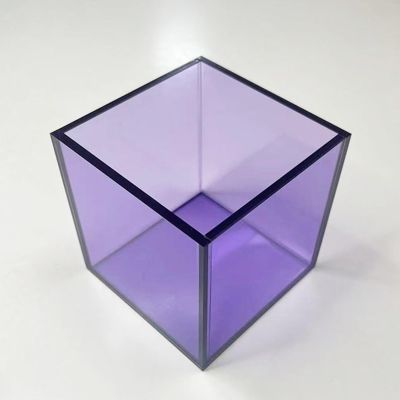 Acrylic Display Case, Transparent Cube, 5 mm, Purple, 40 cm/16 in