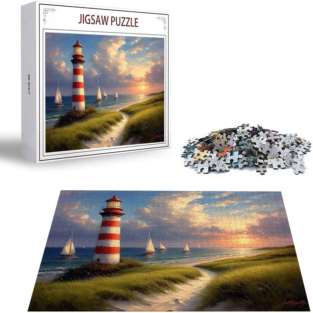 Lighthouse Landscape Puzzle, 1,500 Pieces, Wooden Jigsaw Puzzle for Adults, Ages 14+