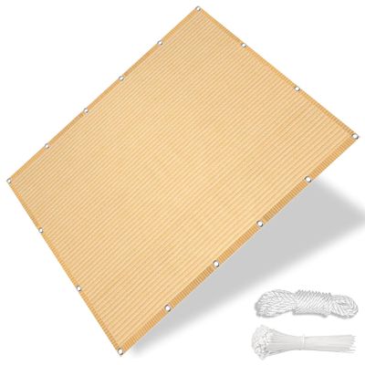 Shade Sail 220 x 230 cm, HDPE Fabric, Breathable and Water-Permeable, Beige