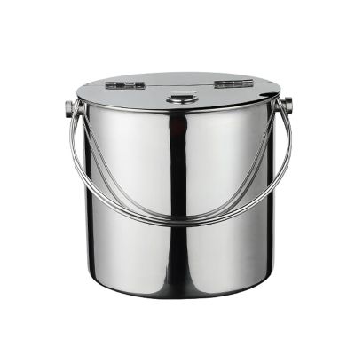 Lijiaxiuyc-101 Thickened Stainless Steel Ice Bucket with Hinged Lid and Carrying Handle, 1.2 L