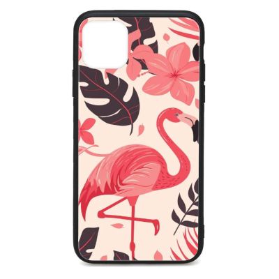 CRIVOTA Case for iPhone 11 Pro Max, Flamingo Design, Glass Back + TPU, Military-Standard Tested