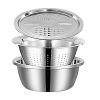 Stainless Steel Bowl with Grater, Strainer, and Fruit-Washing Basket view 1