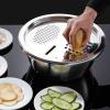 Stainless Steel Bowl with Grater, Strainer, and Fruit-Washing Basket view 4