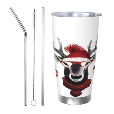 Funny Christmas Deer Travel Mug with Leak-Resistant Lid