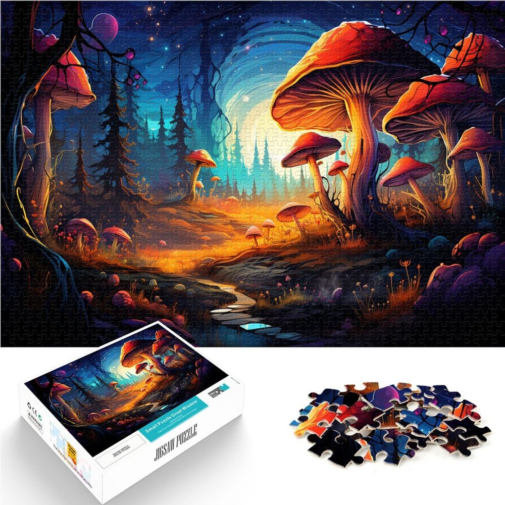 1000-Piece Adult Puzzle, Magic Mushroom Design, 380 x 260 mm