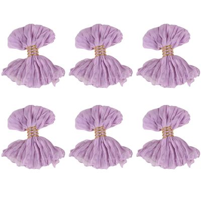 QOKLIYUI 6-Piece Set Pleated Bali Gauze Placemats and Napkins for Wedding Party Decor