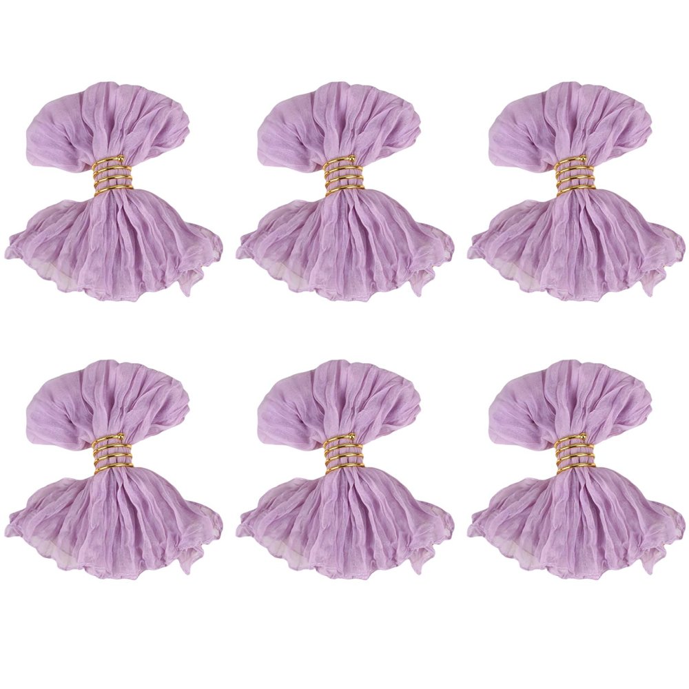 QOKLIYUI 6-Piece Set Pleated Bali Gauze Placemats and Napkins for Wedding Party Decor