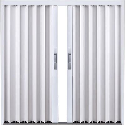 Modern Double Accordion Sliding Closet Door with Lock, Keys, and Handle, White Aluminum Interior Door for Basement, Patio, or Pergola, 80 in Tall, 53 × 80 in