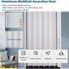 Modern Double Accordion Sliding Closet Door with Lock, Keys, and Handle, White Aluminum Interior Door for Basement, Patio, or Pergola, 80 in Tall, 53 × 80 in view 3