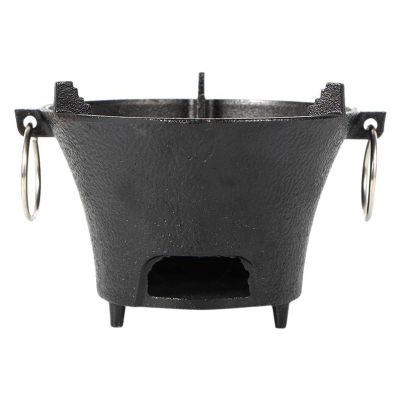 Portable Cast Iron Charcoal Grill for Outdoor Cooking, Camping, Backyard, Garden, and Backpacking, 28 cm/11 in
