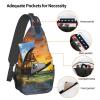 HEBSDFG Pirate Ship at Sunset Sling Backpack, Black, One Size view 3