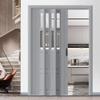 Custom-Size Gray PVC & Acrylic Concertina Door with Handle, 42 × 80 in (106 × 203 cm) view 1
