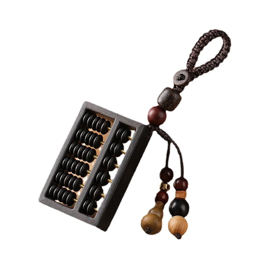 ENSDIEPLS Keychain, Black Sandalwood Abacus Car Keychain, Exquisite High-End Keychain