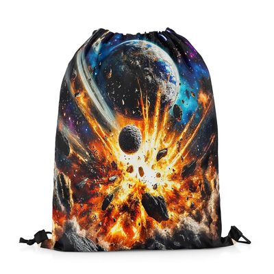 Loussiesd Adult Solar System Drawstring Backpack 30x40cm Outer Space Galaxy Sports Bag