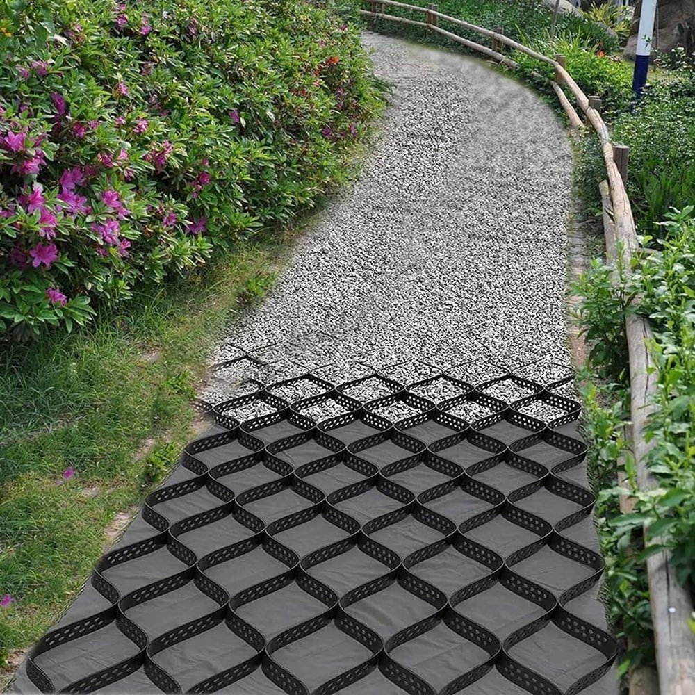 Gravel Ground Grid, 5.1 cm Deep, Permeable Stabilization Grid for DIY Patios, Walkways, Shed Foundations, Light-Vehicle Driveways, Parking Lots, Grass, and Gravel (5 x 10 m / 16 x 32.8