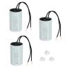 PATIKIL 3-Pack CBB60 Capacitors, 25 µF 450 V Motor Run Capacitors with 2 Black Wires, Gray, 70 x 41 mm view 1