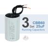 PATIKIL 3-Pack CBB60 Capacitors, 25 µF 450 V Motor Run Capacitors with 2 Black Wires, Gray, 70 x 41 mm view 3