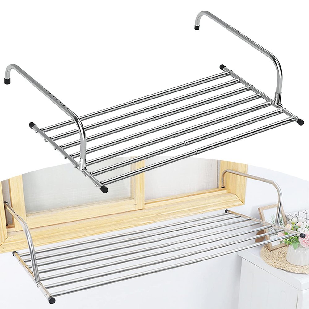Stainless Steel Clothesline for Indoor and Outdoor Use, Retractable and Foldable Hanging Dryer