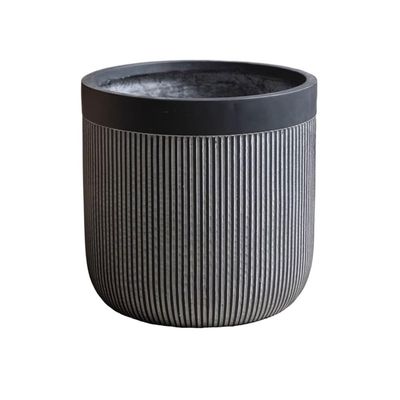 Black-and-White Striped Magnesium Clay Planter for Indoor Use