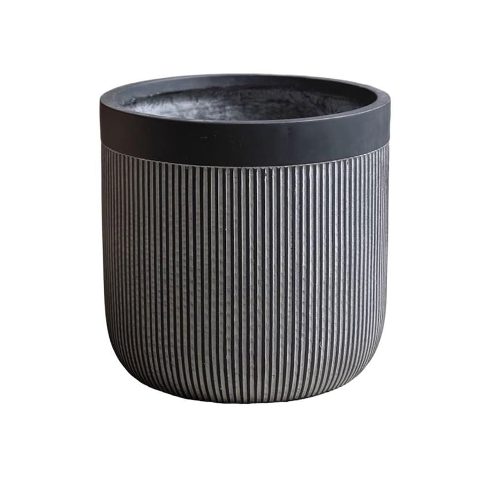 Black-and-White Striped Magnesium Clay Planter for Indoor Use