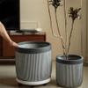 Black-and-White Striped Magnesium Clay Planter for Indoor Use view 3