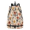 Amooorous Summer Flowers Drawstring Gym Bag, Beige Sports Backpack with Wet and Dry Compartments view 1