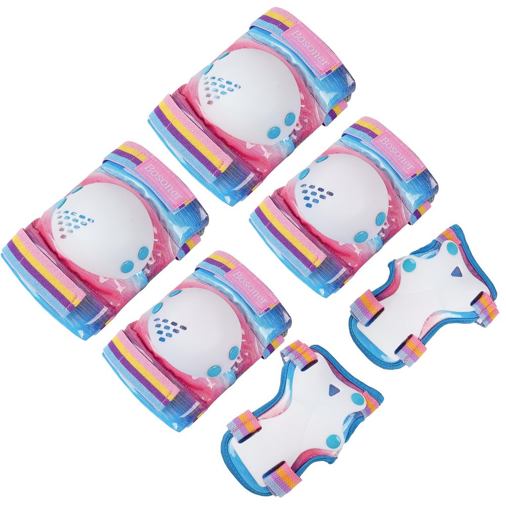BOSONER Kids Knee, Elbow & Wrist Guards for Skating, Scooters & Cycling, Blue, M (Ages 6–15)