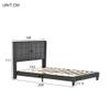 Upholstered Double Bed with Slatted Base, 140 x 200 cm, Gray Linen, Medium-Firm (with Innerspring Mattress) view 2