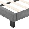 Upholstered Double Bed with Slatted Base, 140 x 200 cm, Gray Linen, Medium-Firm (with Innerspring Mattress) view 3