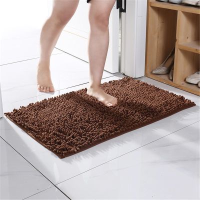 Surwin Chenille Bath Mat, Non-Slip, Soft and Absorbent, Coffee, 50 x 80 cm