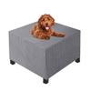FANSU Ottoman Footstool Cover, Jacquard Stretch Slipcover, Soft Square Ottoman Protector, Washable, Light Gray, M view 1