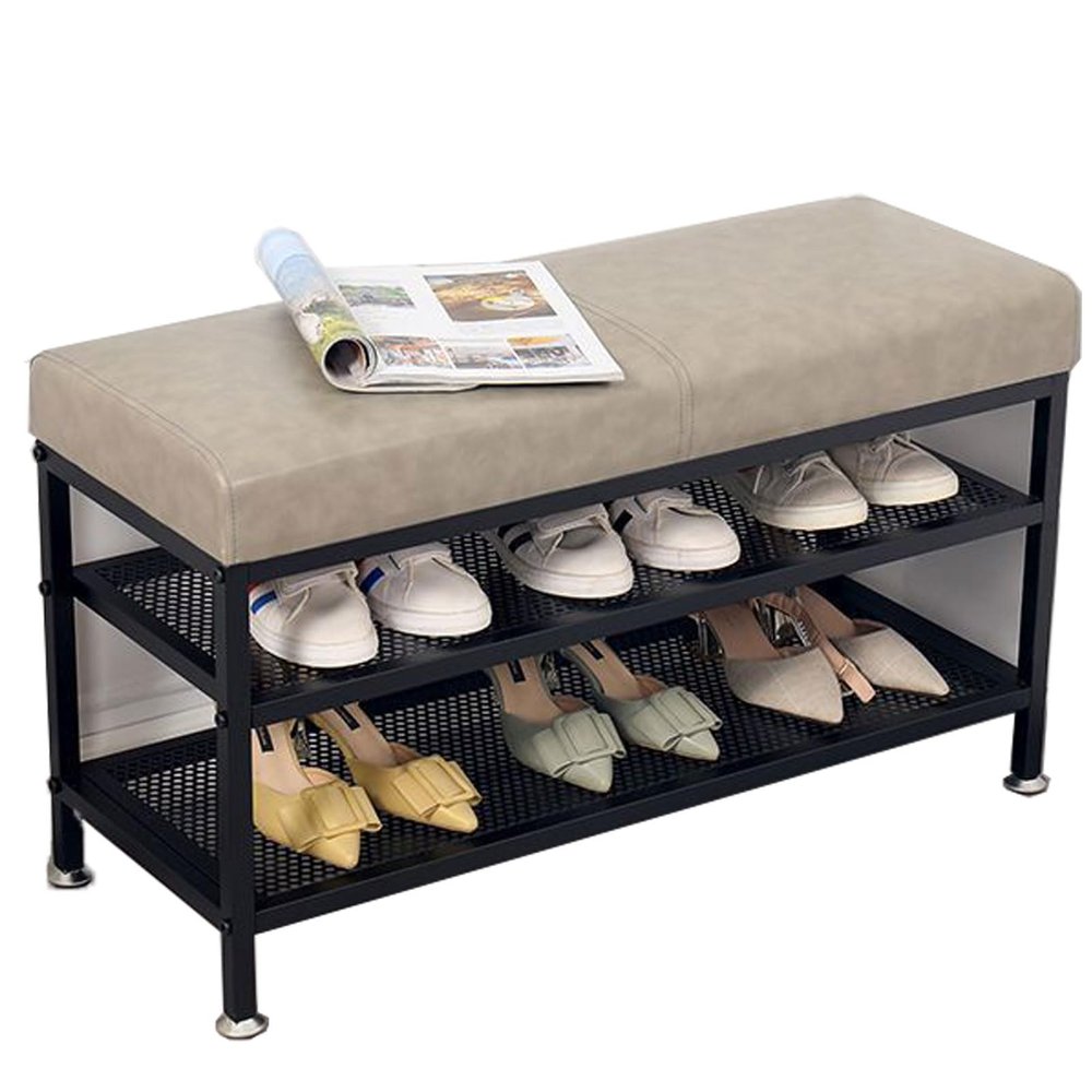 Small 2-Tier Shoe Storage Bench with Cushion
