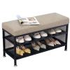 Small 2-Tier Shoe Storage Bench with Cushion view 1