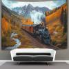kaiyun Steam Locomotive Tapestry Wall Hanging, Vibrant Landscape Wall Decor, 150 x 200 cm view 1