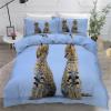 Blue 200 x 200 cm Serval Cat Reversible Bedding Set, Soft Breathable Microfiber Duvet Cover with 2 Pillowcases view 2