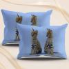 Blue 200 x 200 cm Serval Cat Reversible Bedding Set, Soft Breathable Microfiber Duvet Cover with 2 Pillowcases view 3