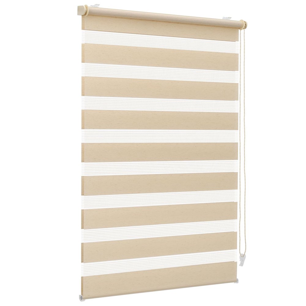 Sekey Double Roller Blind, No-Drill Clamp-Fit, 75 x 130 cm, Yellow Linen