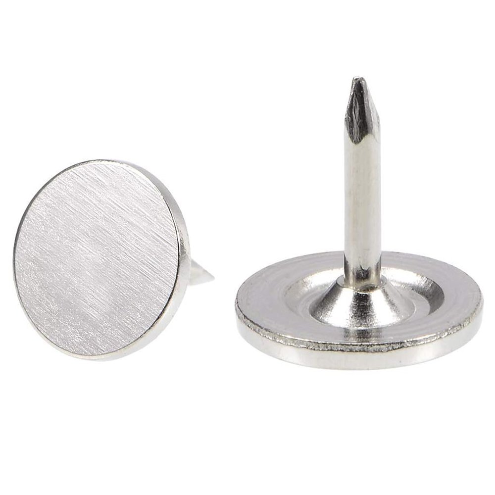 TA-VIGOR 50-Piece Heavy-Duty Flat-Head Upholstery Tacks, Decorative Push Pins for Walls, Furniture, Corkboards & Bulletin Boards, 9.5 mm x 10 mm, Silver