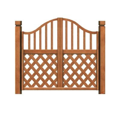 Brown Teak Wood Double Gate Set for Easy Installation