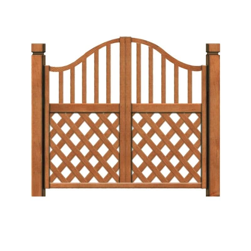 Brown Teak Wood Double Gate Set for Easy Installation